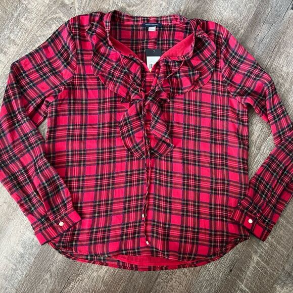 Tommy Hilfiger Long Sleeve Tartan Blouse- Size Medium - Picture 2 of 7